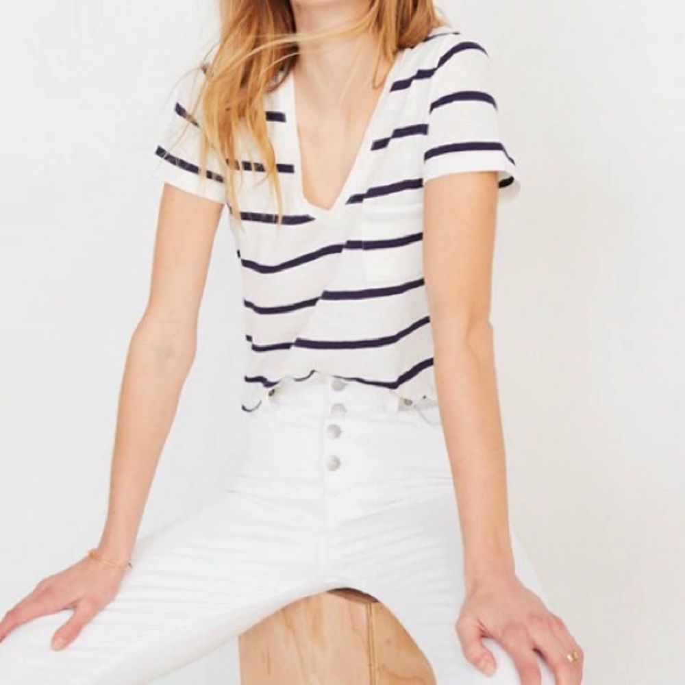 Madewell Whisper Cotton V-Neck Pocket Tee